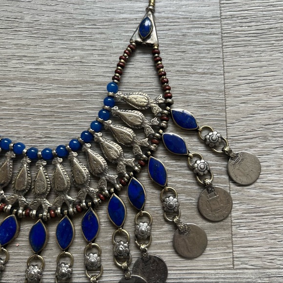 Vintage Afghan Turkmen Lapis Necklace - Picture 4 of 6